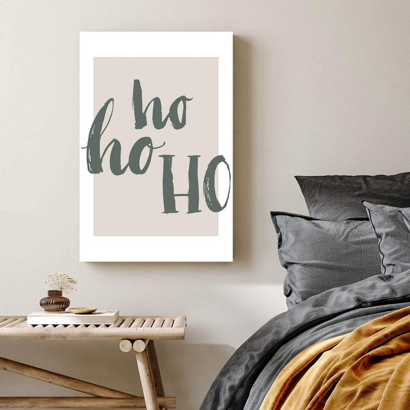 minimalist ho ho ho Christmas typography wall art print