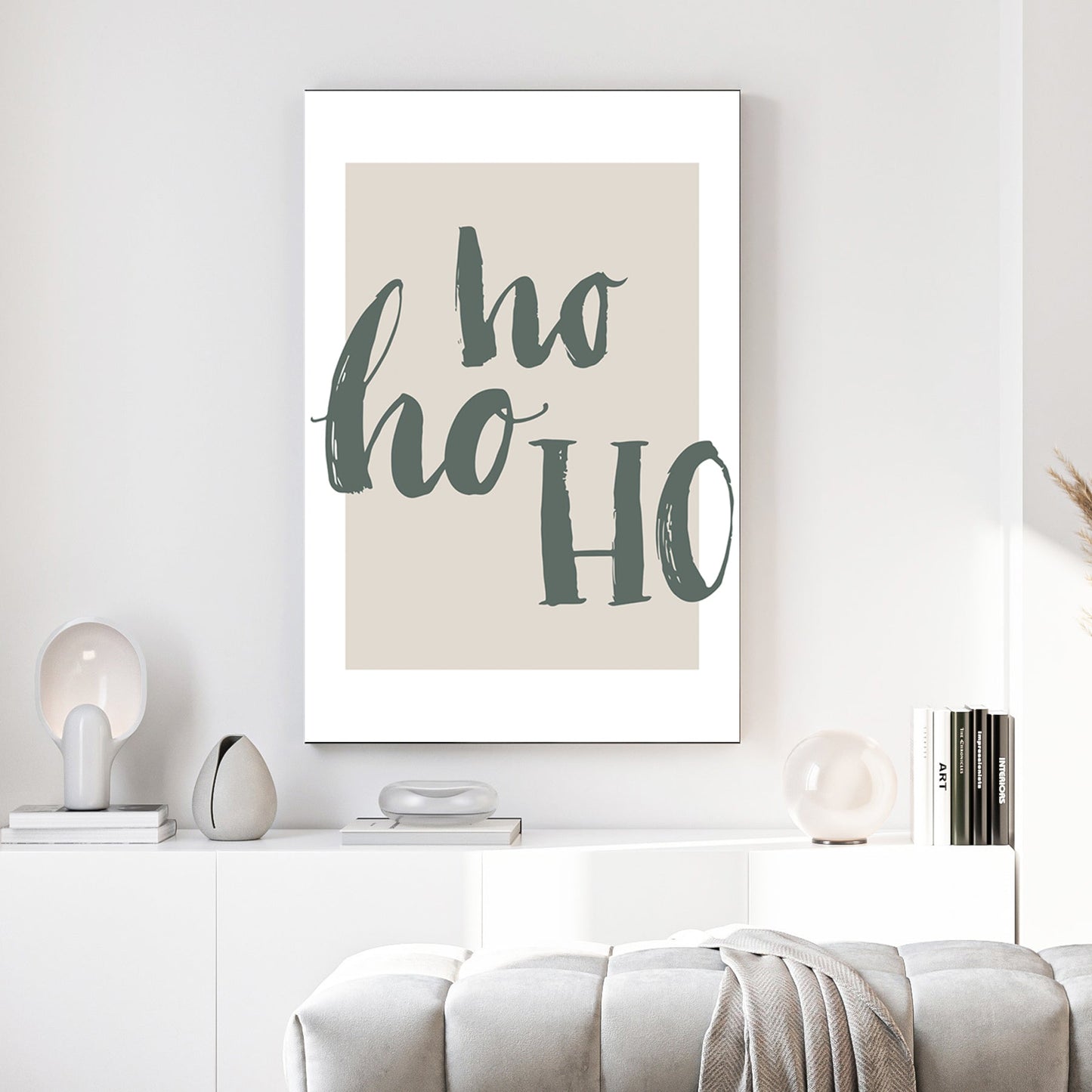 minimalist ho ho ho Christmas typography wall art print