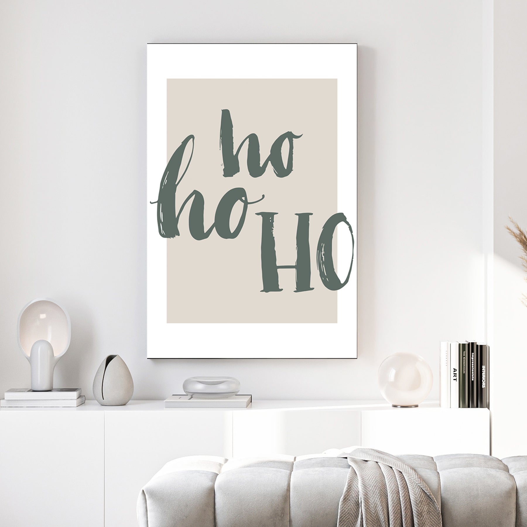 minimalist ho ho ho Christmas typography wall art print