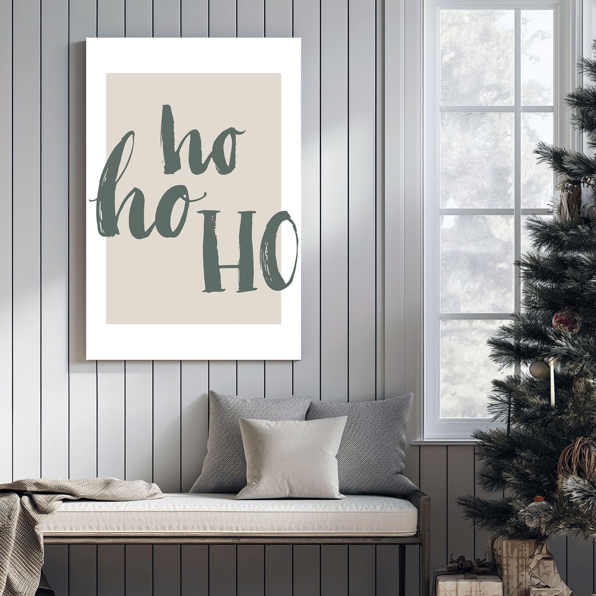minimalist ho ho ho Christmas typography wall art print
