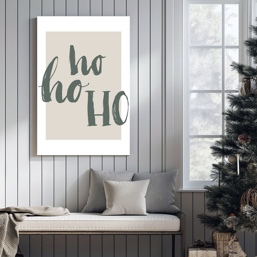 minimalist ho ho ho Christmas typography wall art print