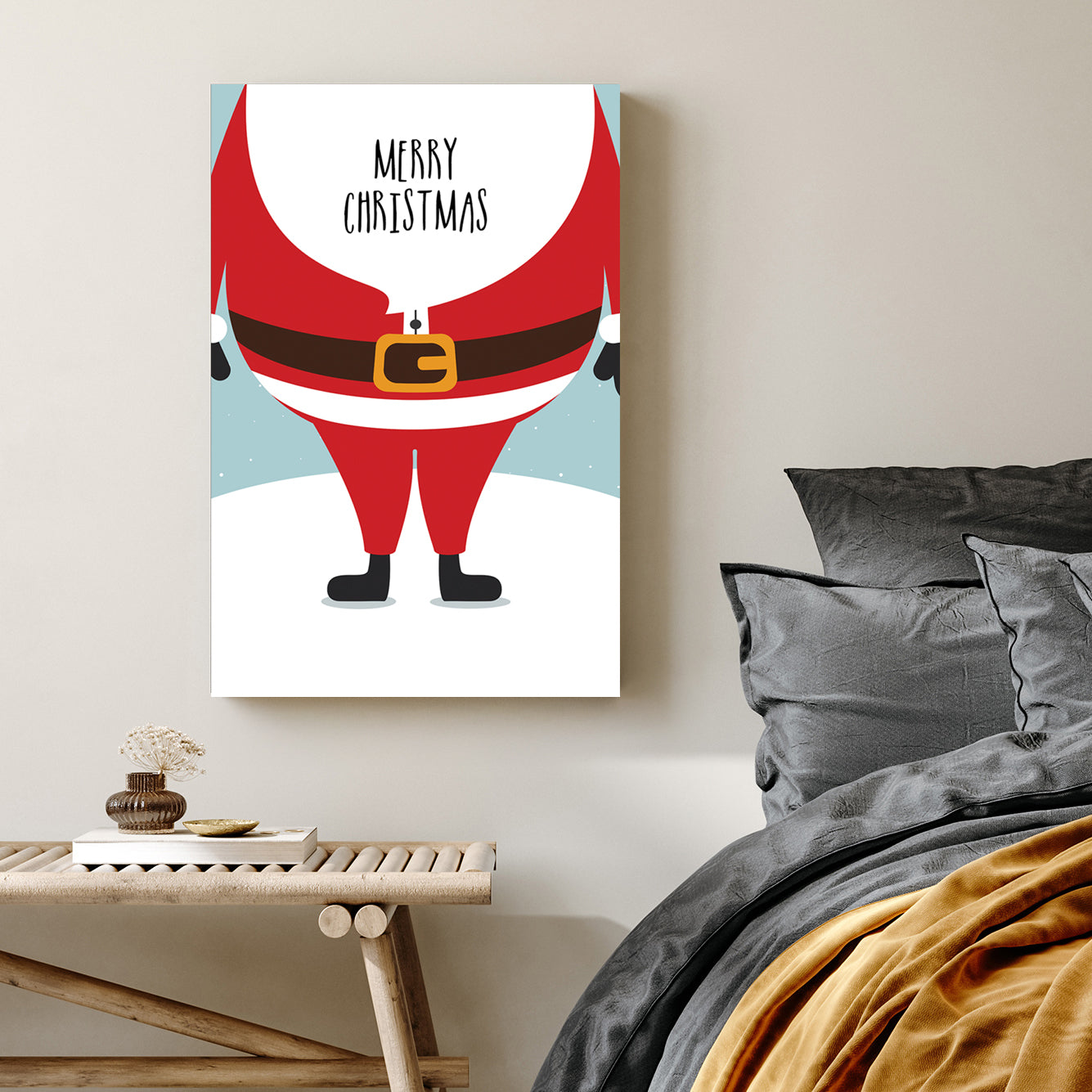 playful Santa Merry Christmas holiday wall art print