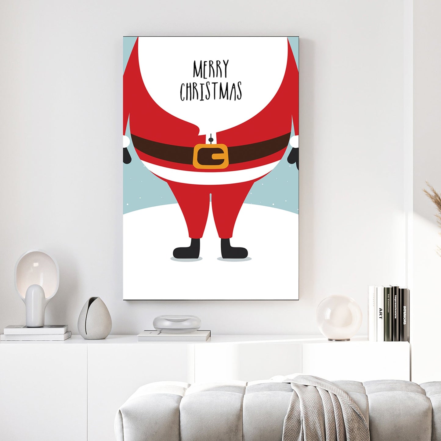 playful Santa Merry Christmas holiday wall art print