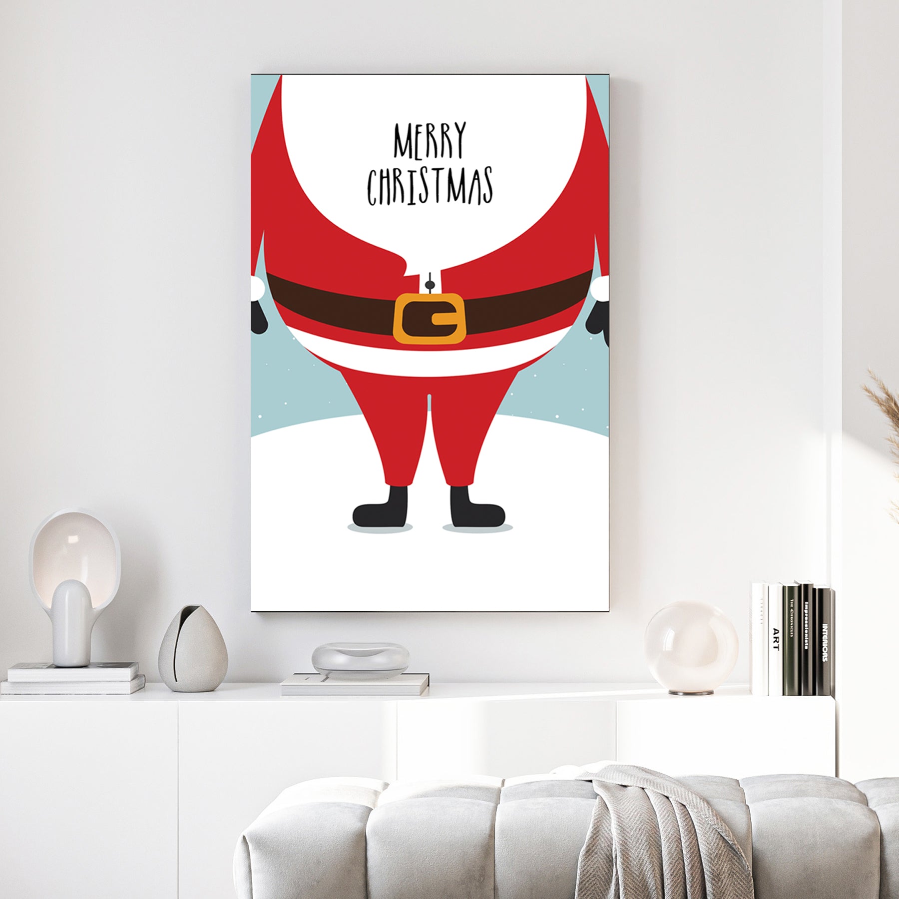 playful Santa Merry Christmas holiday wall art print