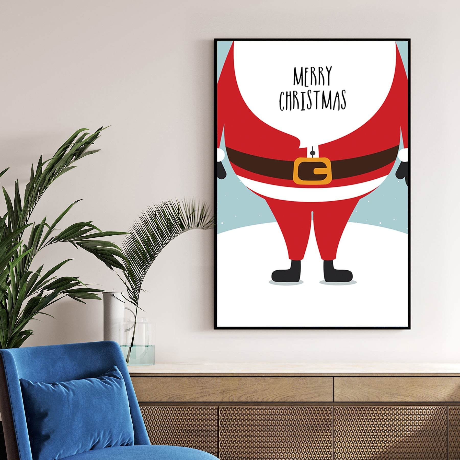playful Santa Merry Christmas holiday wall art print