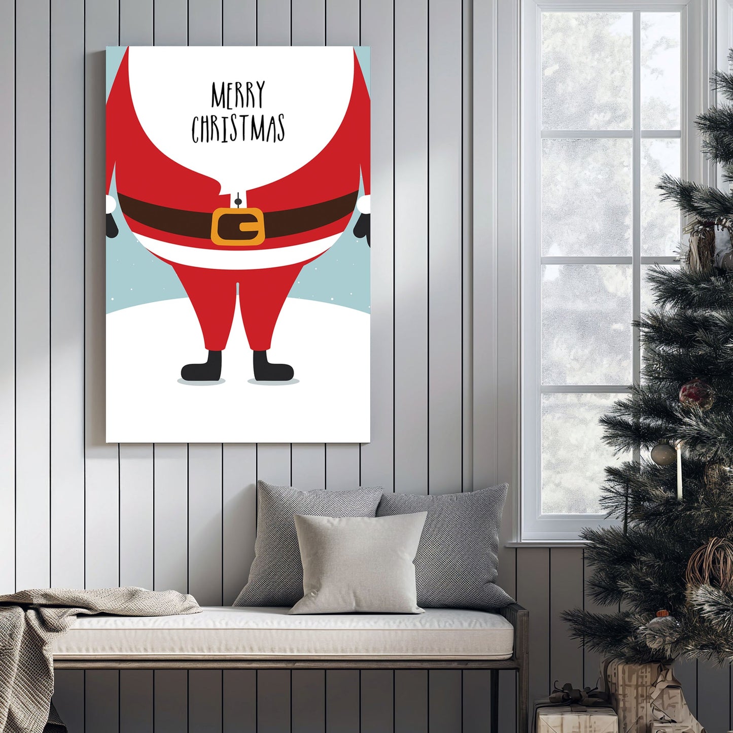 playful Santa Merry Christmas holiday wall art print