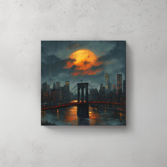 NY Full Moon #342 Canvas Wall Art & Metal Prints