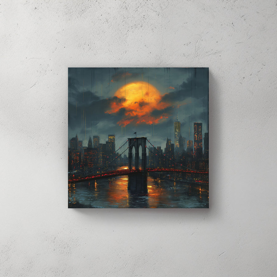 NY Full Moon #342 Canvas Wall Art & Metal Prints