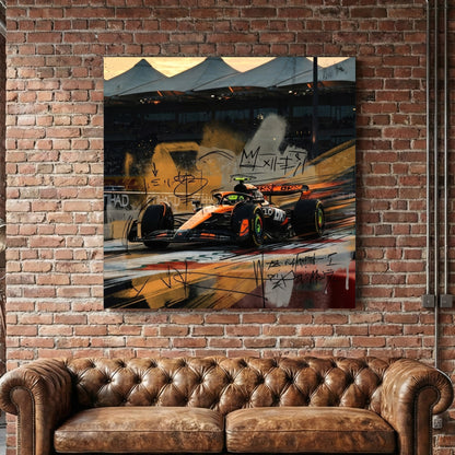 McLaren F1 car with graffiti and street art doodles wall art