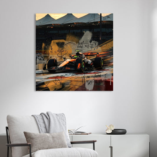 McLaren F1 car with graffiti and street art doodles wall art