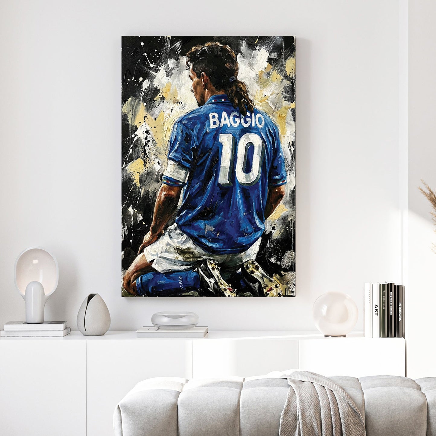 Roberto Baggio kneeling in Italy number 10 jersey expressionism wall art.