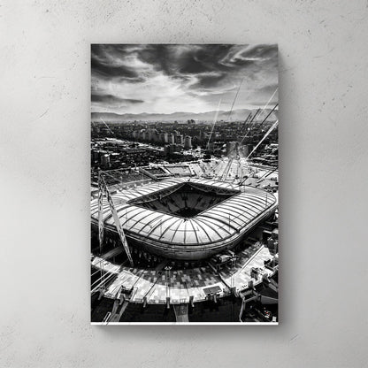 Monochrome photography of Allianz Stadium in Turin Italy wall art.