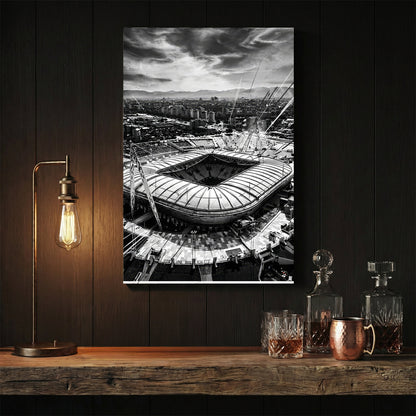 Monochrome photography of Allianz Stadium in Turin Italy wall art.