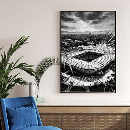 Monochrome photography of Allianz Stadium in Turin Italy wall art.