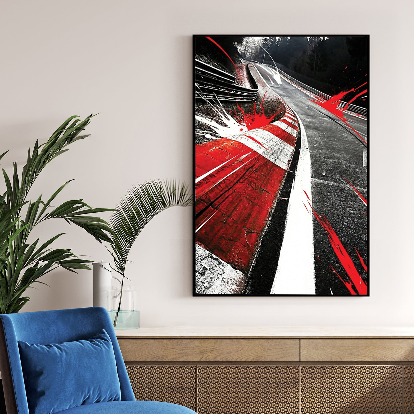 Nürburgring Nordschleife race track corner street art style wall art.