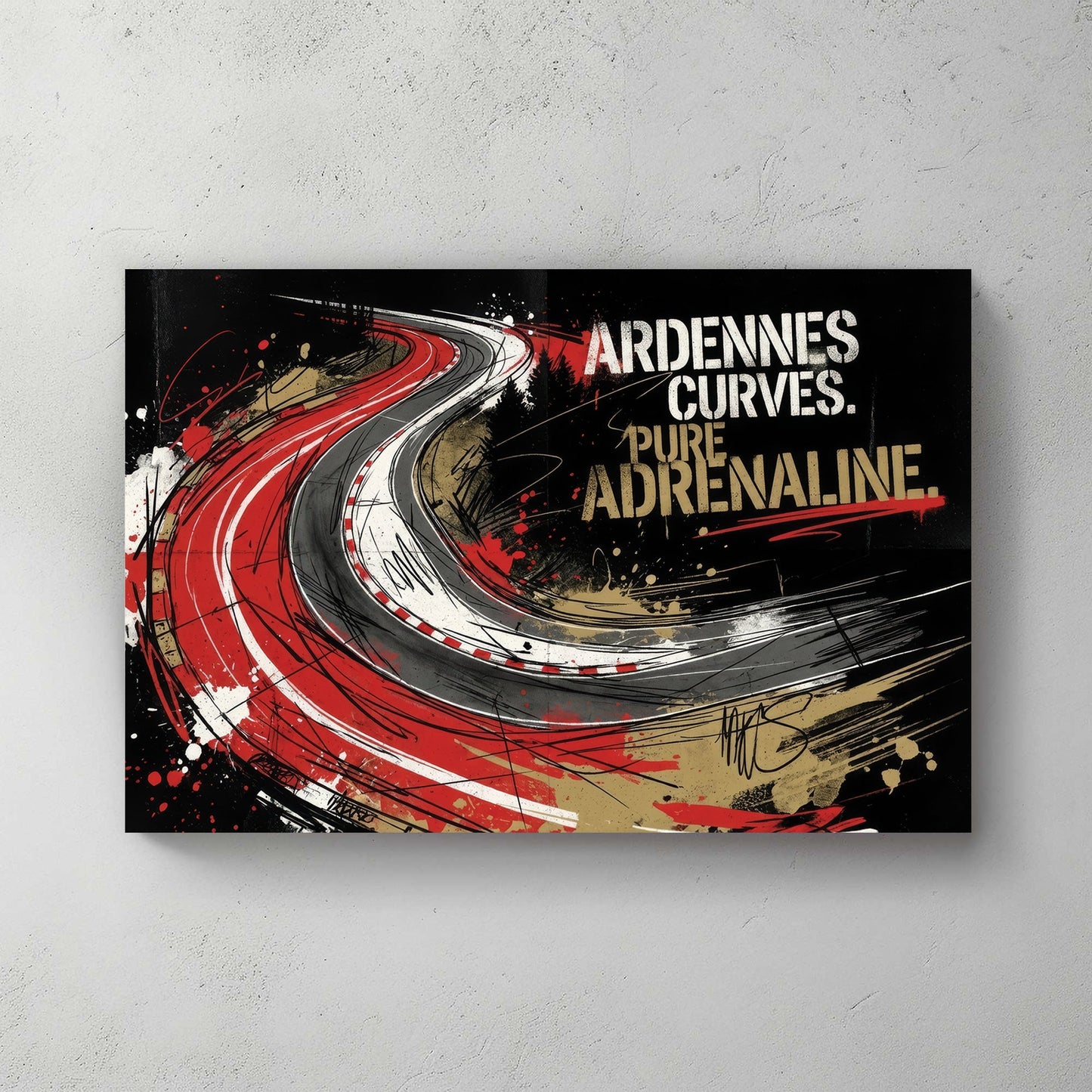 Spa-Francorchamps Ardennes Curves racing track street art wall art.