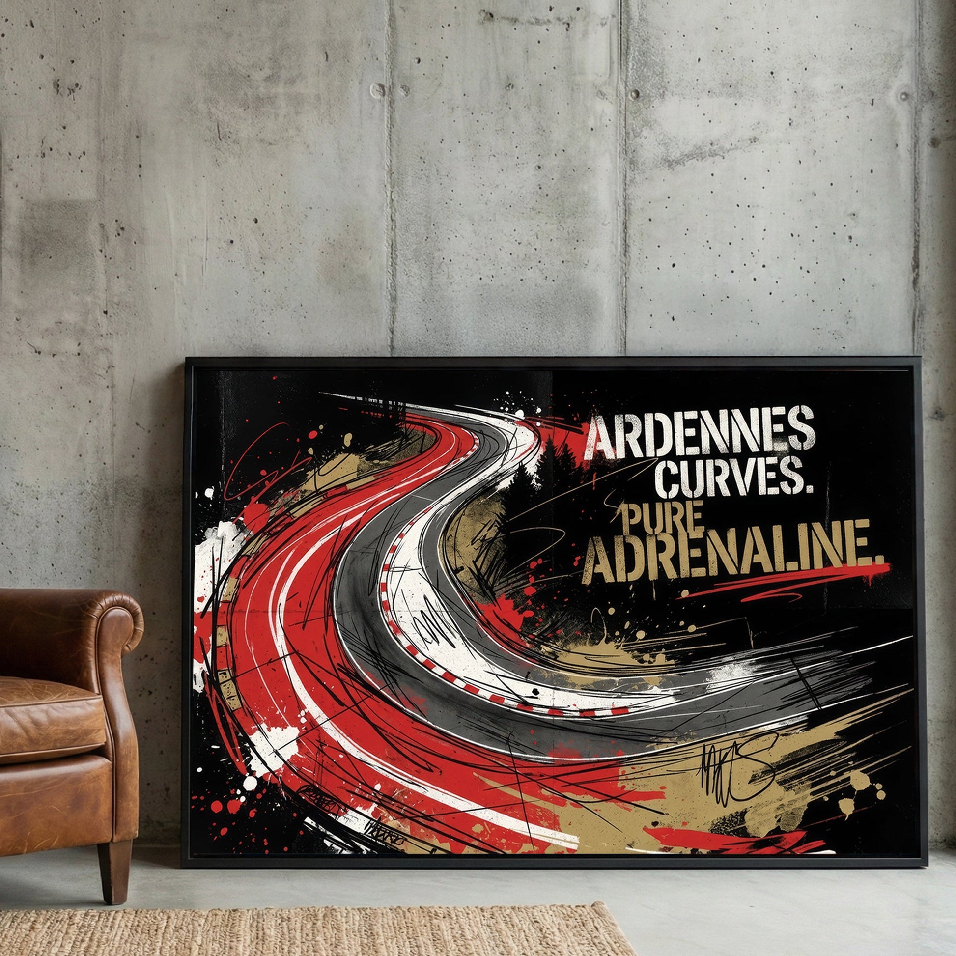 Spa-Francorchamps Ardennes Curves racing track street art wall art.