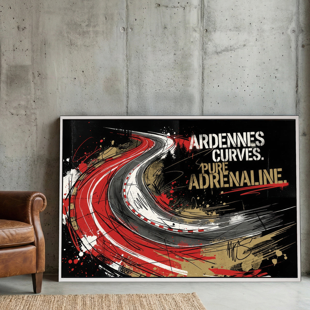 Spa-Francorchamps Ardennes Curves racing track street art wall art.
