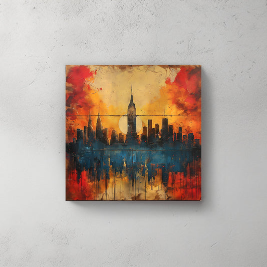 NY Sunset #351 Canvas Wall Art & Metal Prints