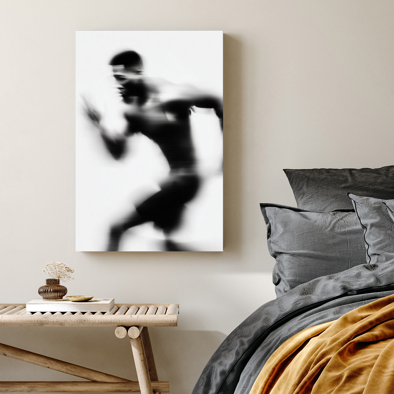 Motion blur monochrome of athlete running wall art