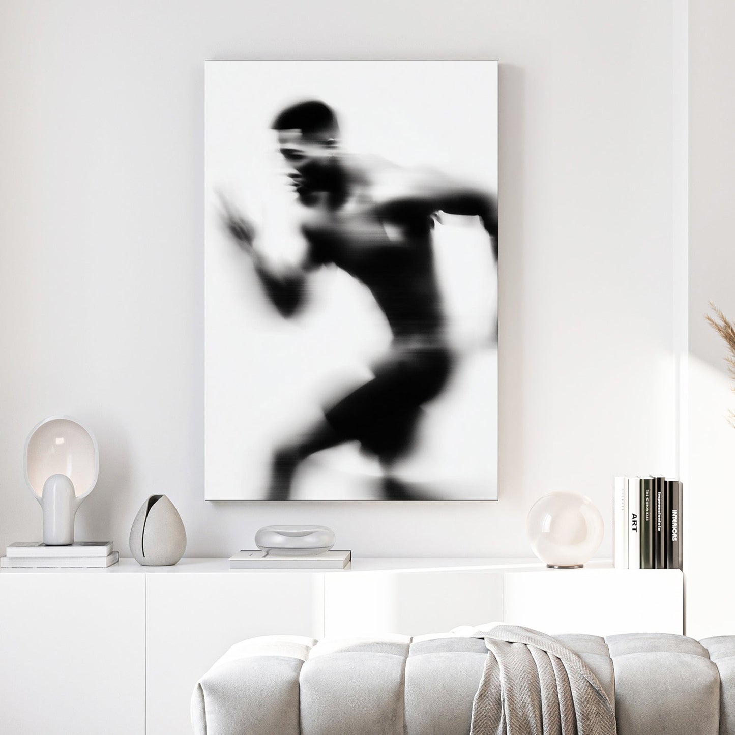 Motion blur monochrome of athlete running wall art