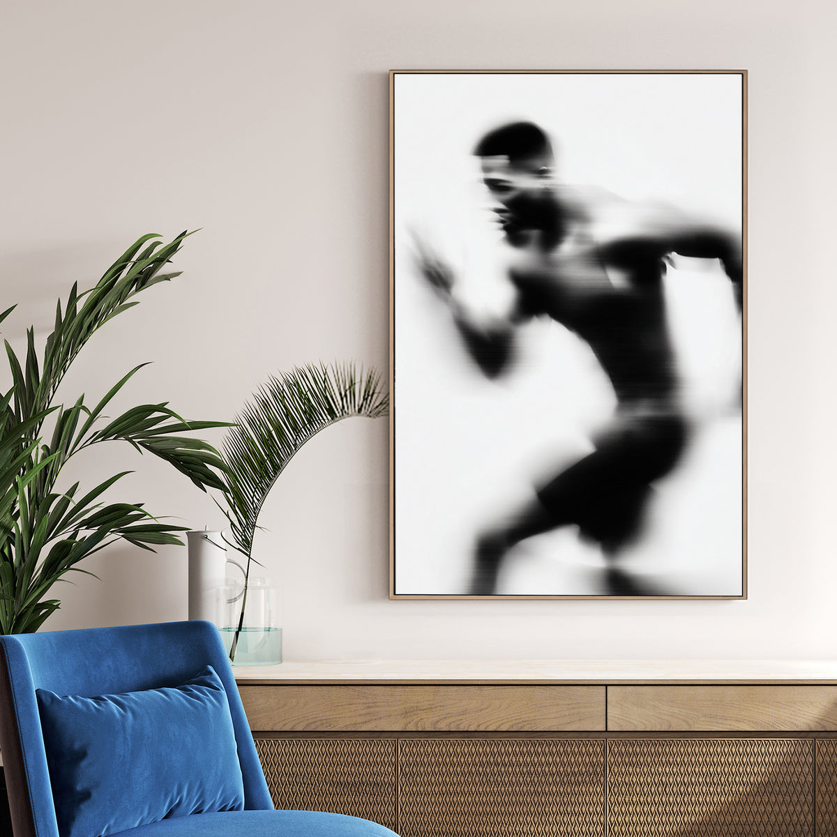 Motion blur monochrome of athlete running wall art