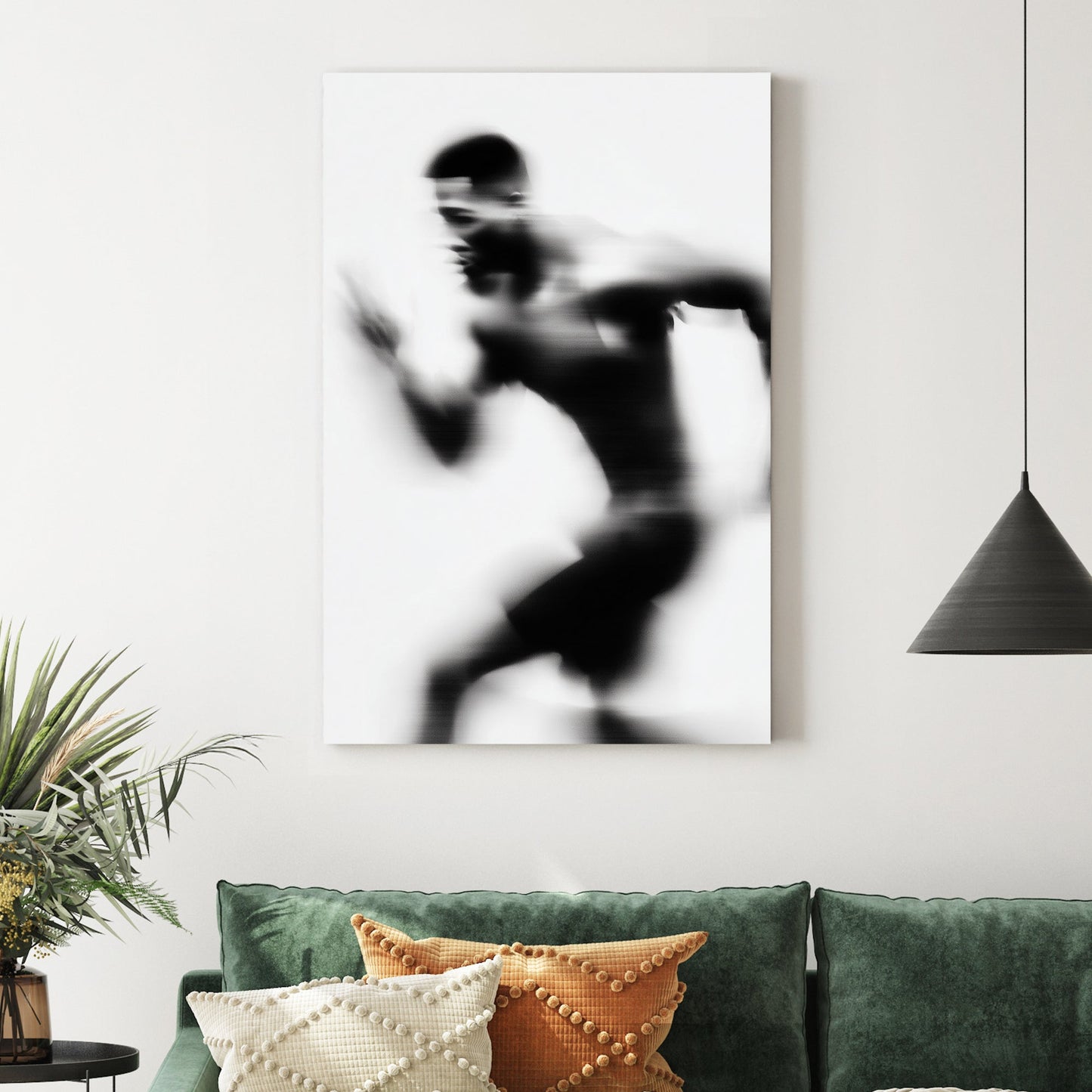 Motion blur monochrome of athlete running wall art