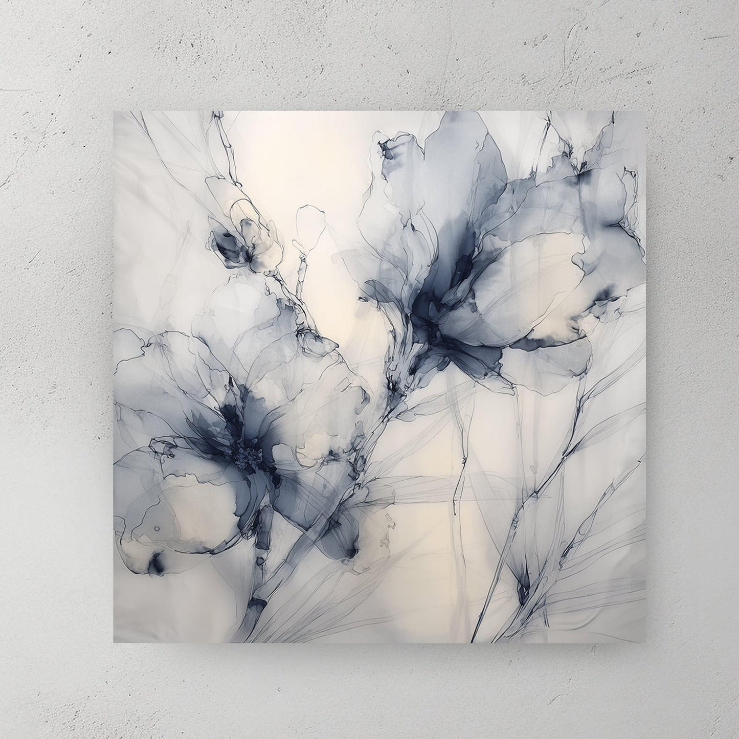 Blue and grey magnolia floral watercolour wall art.