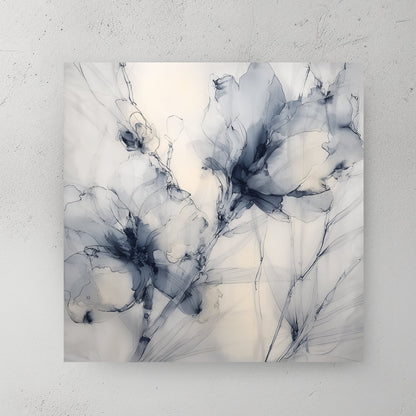 Blue and grey magnolia floral watercolour wall art.