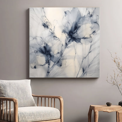 Blue and grey magnolia floral watercolour wall art.