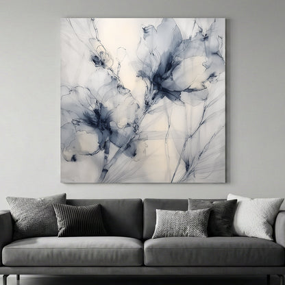 Blue and grey magnolia floral watercolour wall art.