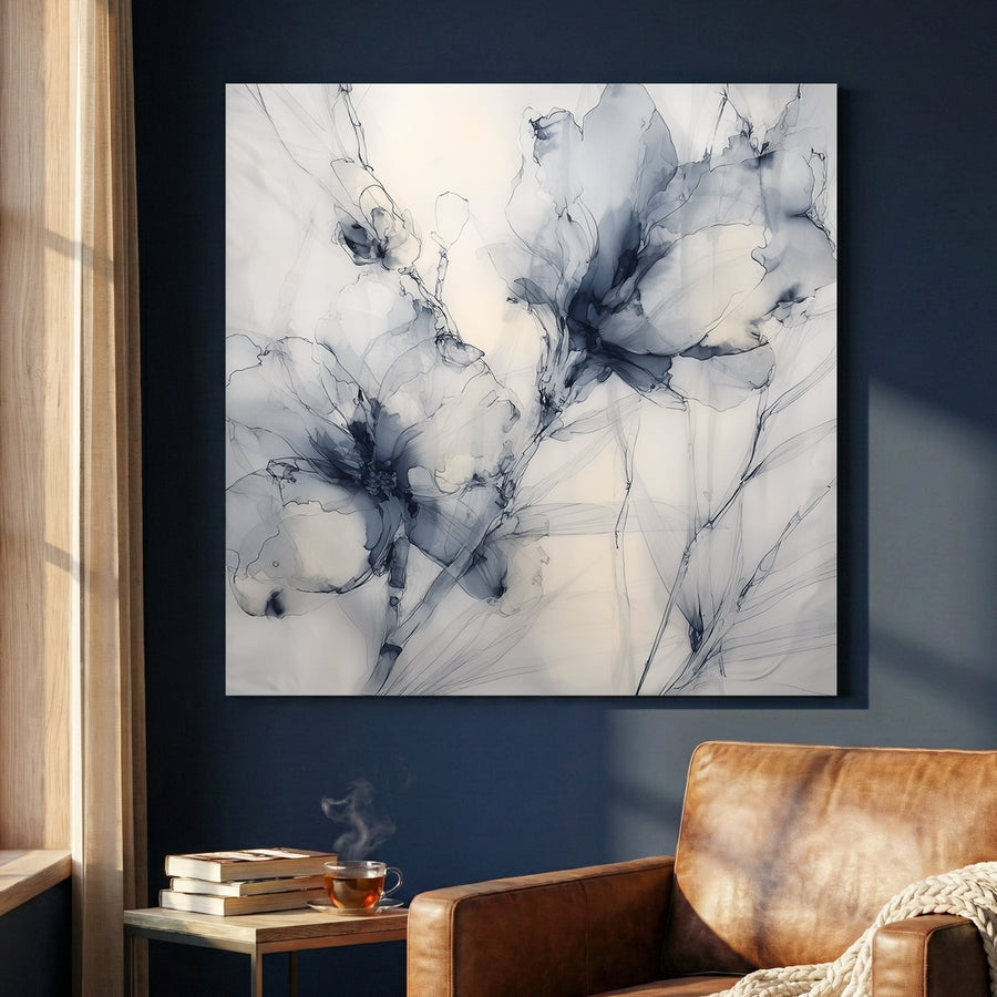 Blue and grey magnolia floral watercolour wall art.