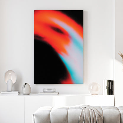 Abstract red and blue motion blur wall art.