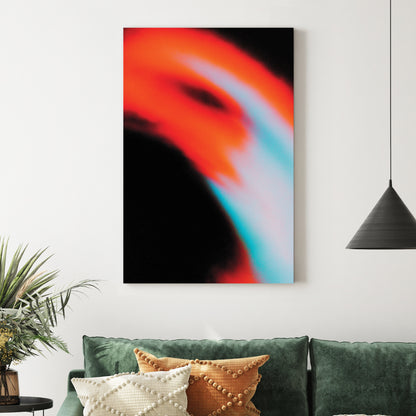 Abstract red and blue motion blur wall art.