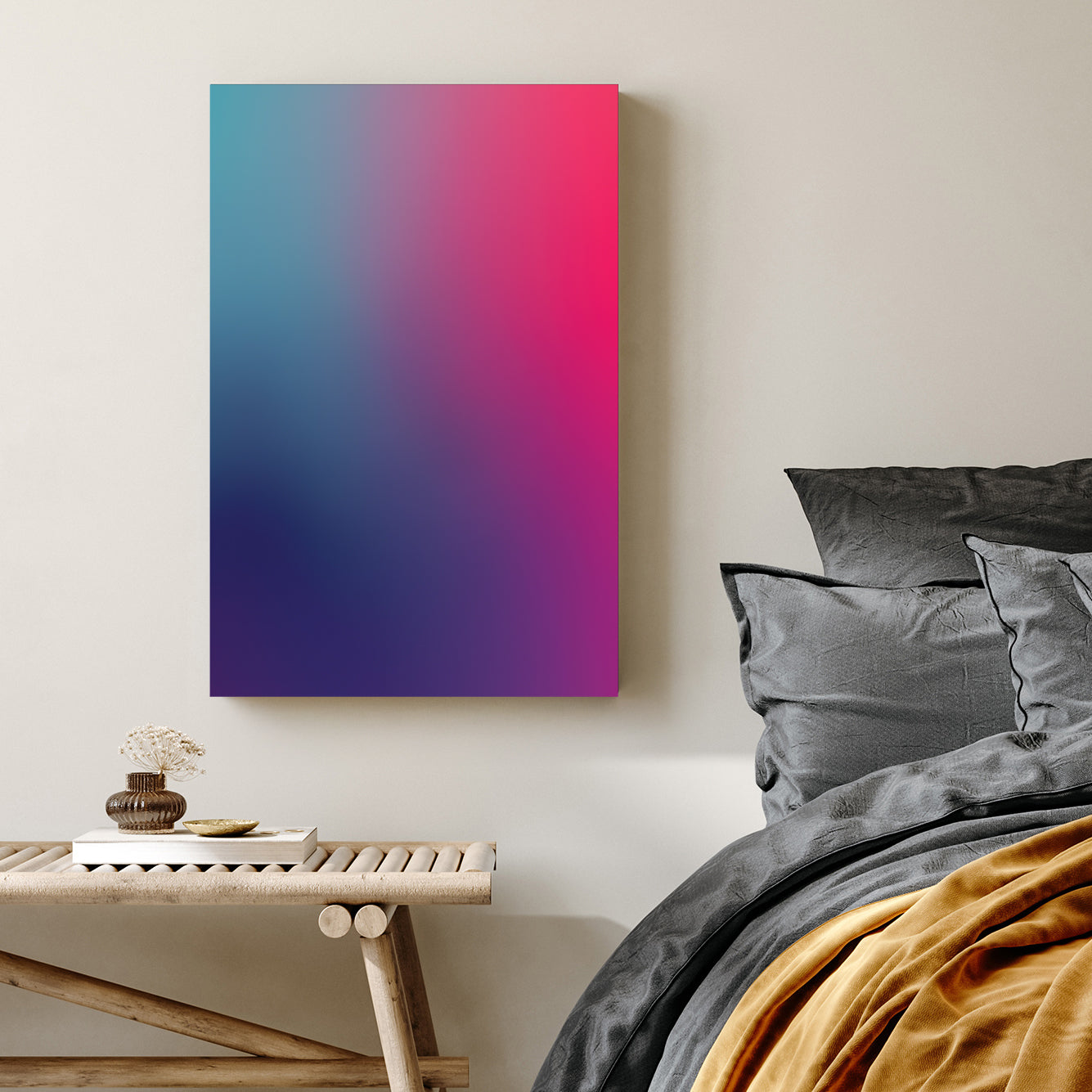 Abstract teal and pink gradient minimalism wall art