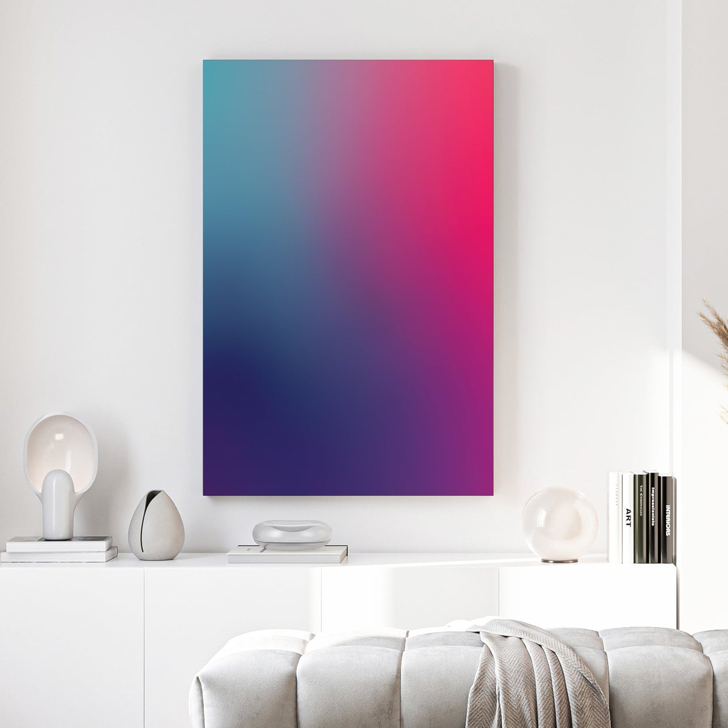 Abstract teal and pink gradient minimalism wall art