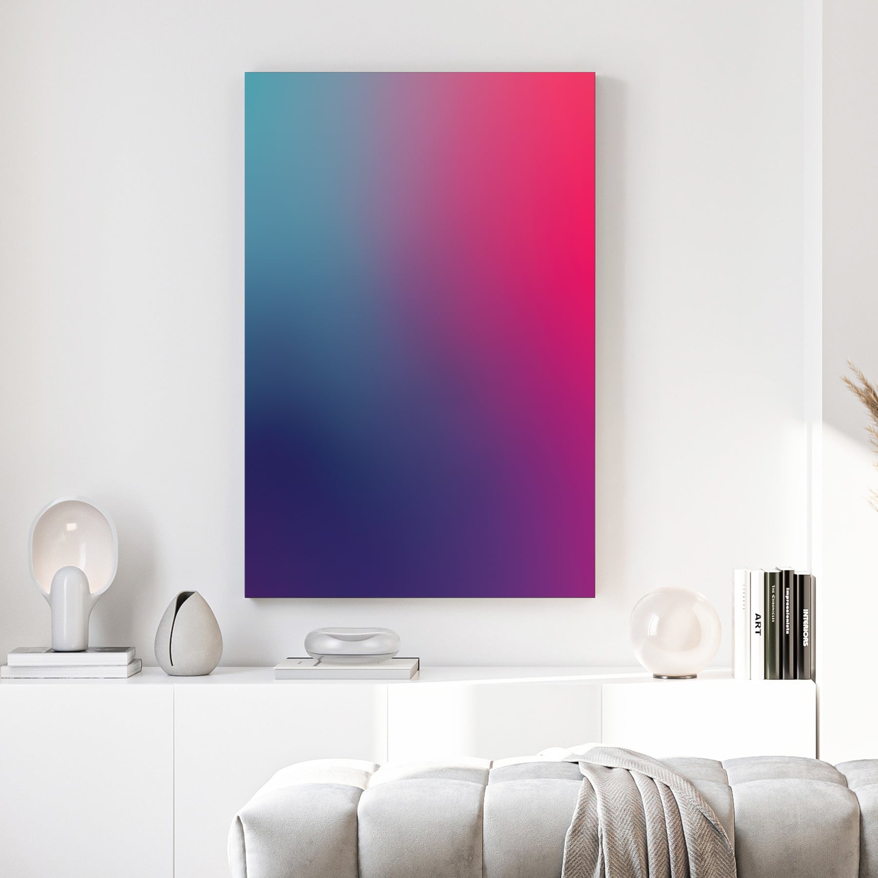 Abstract teal and pink gradient minimalism wall art