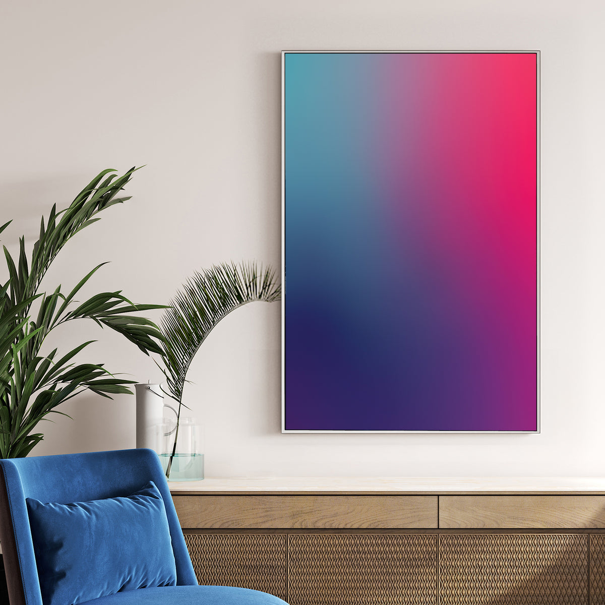 Abstract teal and pink gradient minimalism wall art