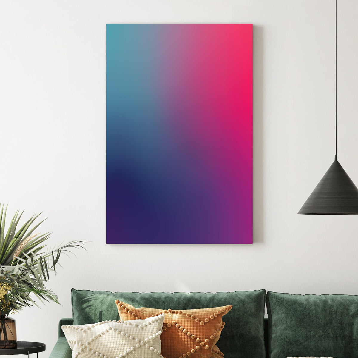 Abstract teal and pink gradient minimalism wall art