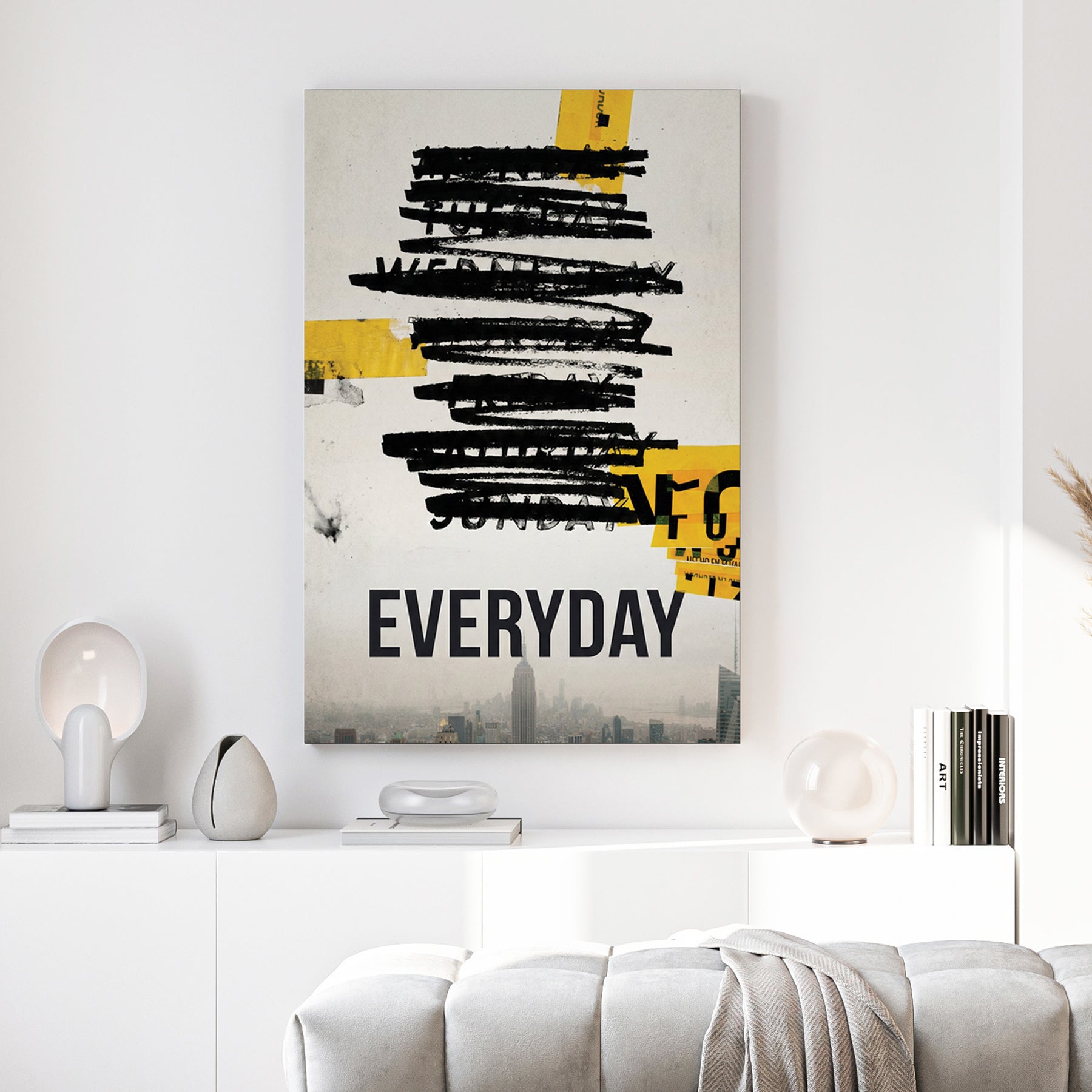 Empire State Building New York City street art wall art with everyday typography.