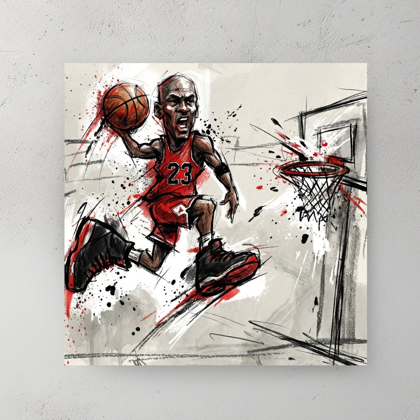 Michael Jordan #23 Chicago Bulls basketball sketch ink wall art print