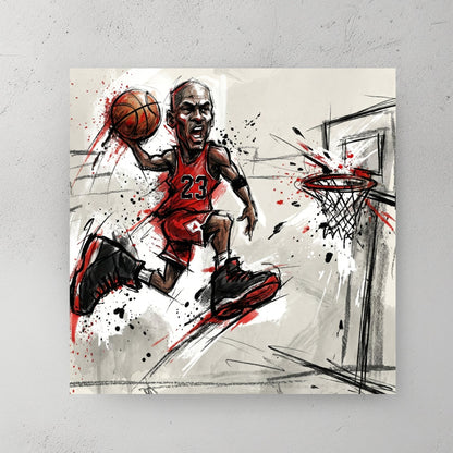 Michael Jordan #23 Chicago Bulls basketball sketch ink wall art print
