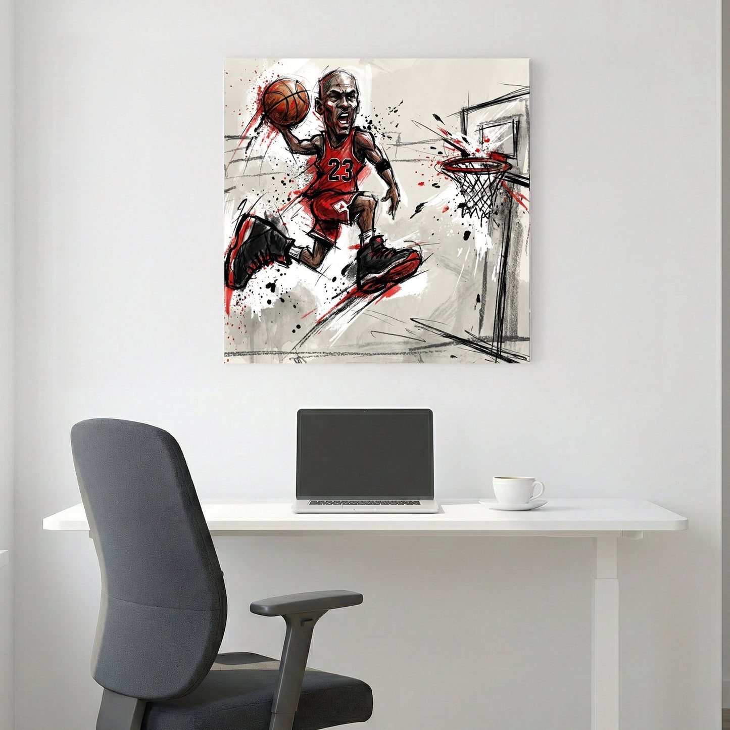 Michael Jordan #23 Chicago Bulls basketball sketch ink wall art print