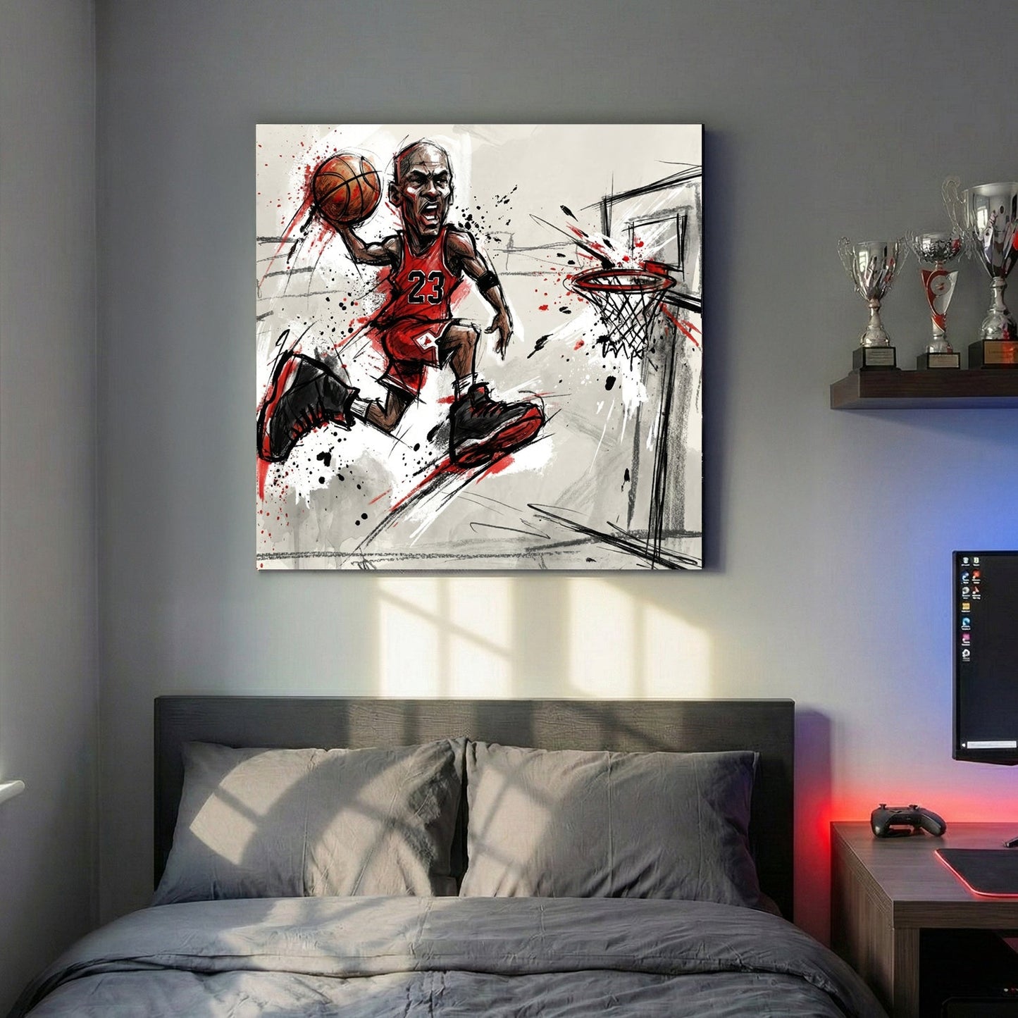 Michael Jordan #23 Chicago Bulls basketball sketch ink wall art print