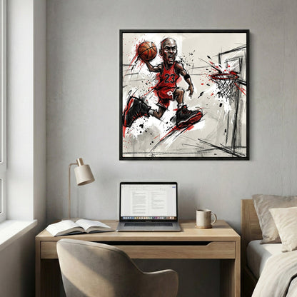 Michael Jordan #23 Chicago Bulls basketball sketch ink wall art print