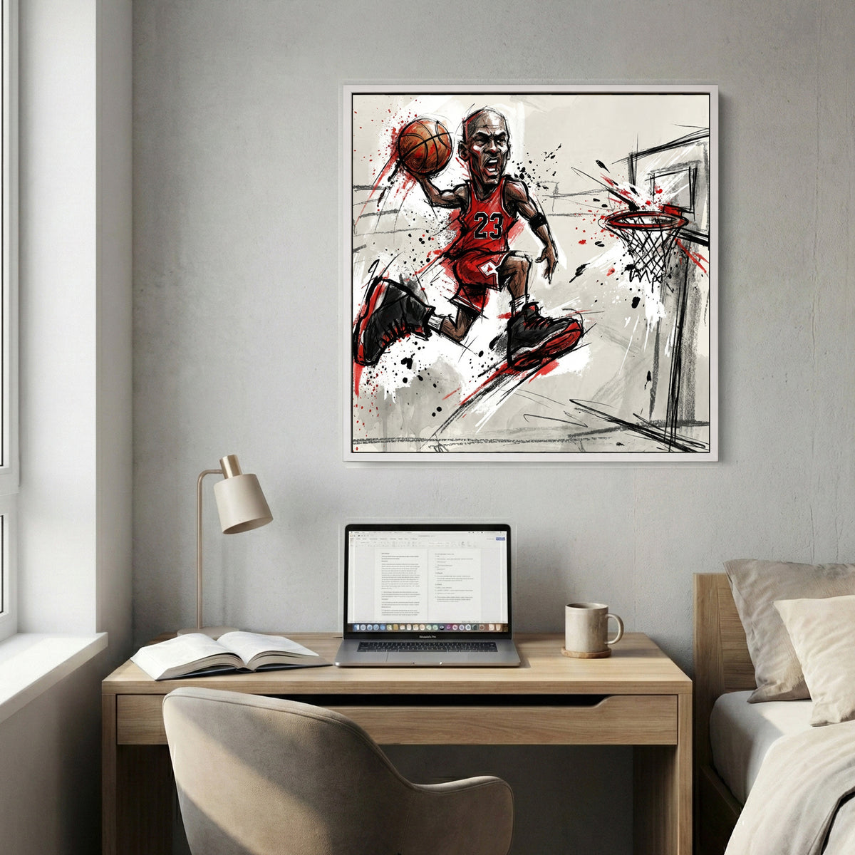 Michael Jordan #23 Chicago Bulls basketball sketch ink wall art print