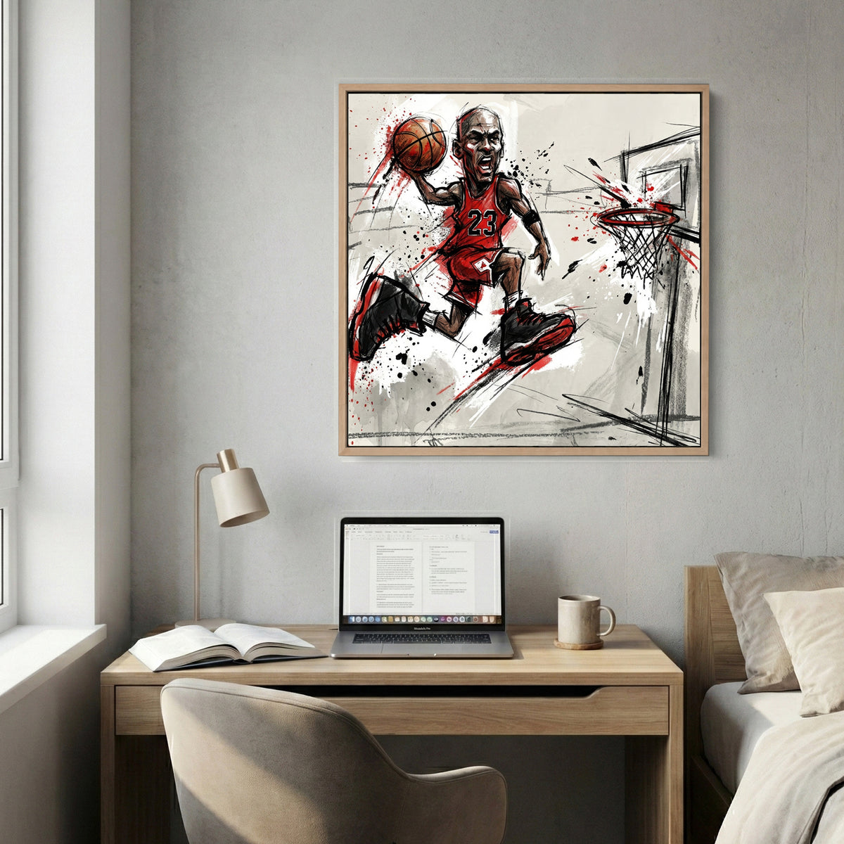 Michael Jordan #23 Chicago Bulls basketball sketch ink wall art print