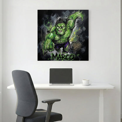 The Hulk graffiti sketch portrait green superhero dark background wall art print