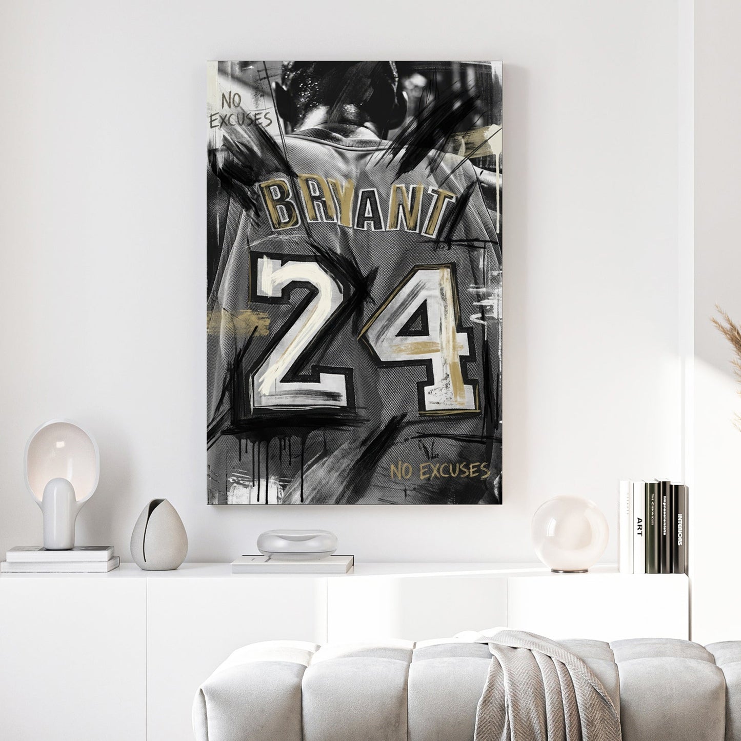 Kobe Bryant number 24 jersey wall art print with no excuses text