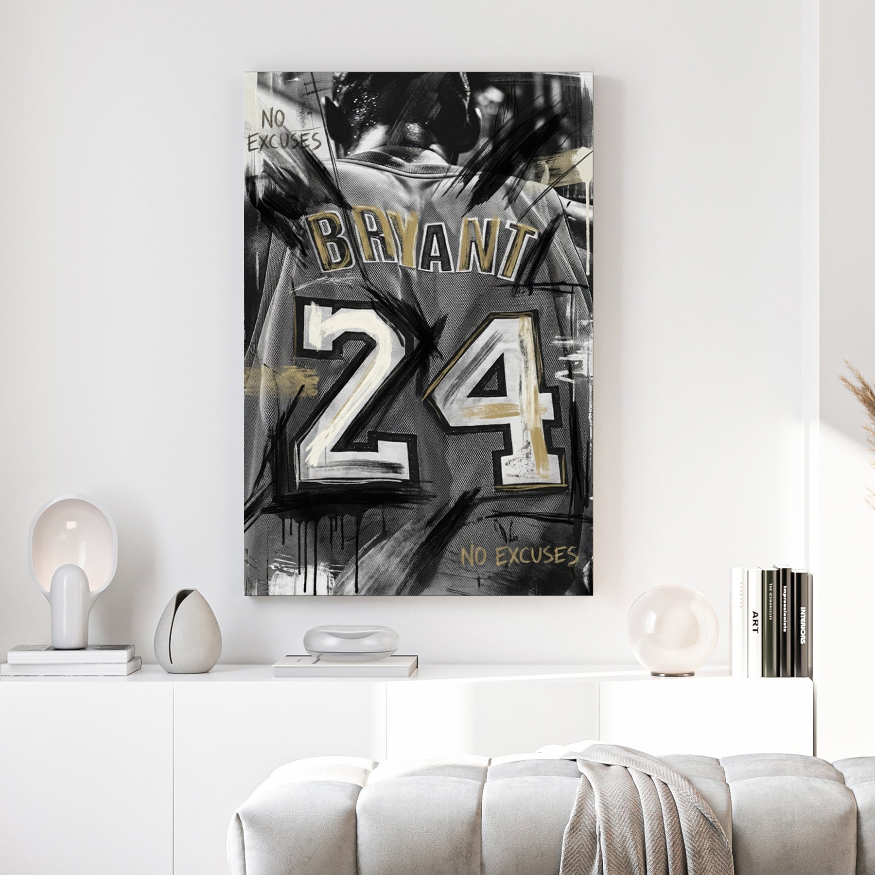 Kobe Bryant number 24 jersey wall art print with no excuses text